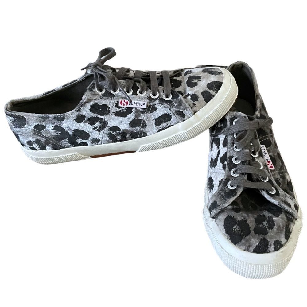 Superga 2750 Sneakers Velvet Leopard Print Fantasia Shoes Size 40
